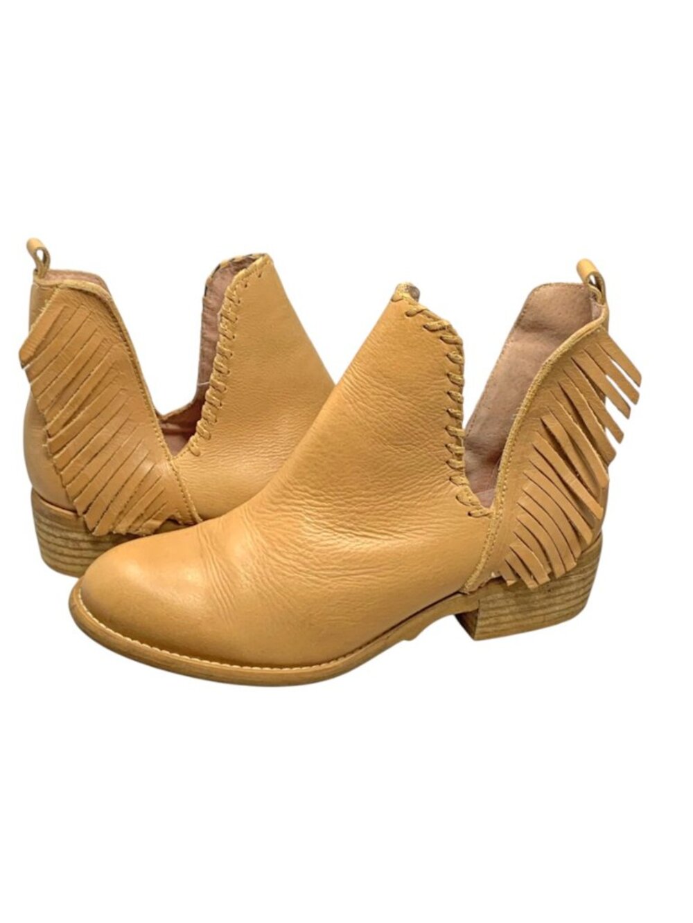 Musse & Cloud Angie Apache Tan‎ Leather Fringe Cutout Booties